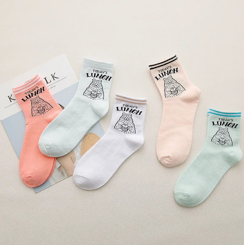 

NEW 5 pairs Women Cotton cartoon Socks Cute Socks New Print Funny Fashion Casual Harajuku Happy Socks women Wholesale SX9