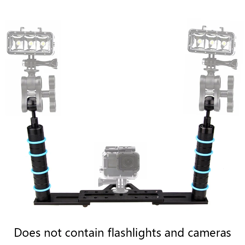 Dual Dive Handle Aluminium Tray Stabilizer Rig Arm System for Underwater Camera Housing Case Fill flashlight Mount | Аксессуары для