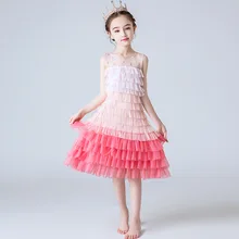 Бальное платье градиентного цвета для больших девочек; Новинка года; кружевное фатиновое платье-пачка принцессы на свадьбу и День рождения; хорошее качество