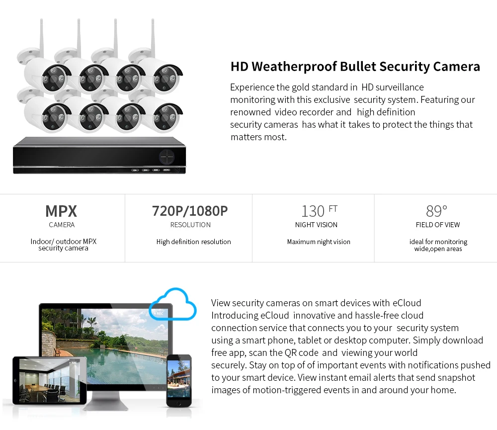  8CH HD 720P CCTV Security System IP Camera Outdoor WiFi NVR Kit 1MP Surveillance Wireless Kits Night Vision Video Monitor P2P XMeye (4)