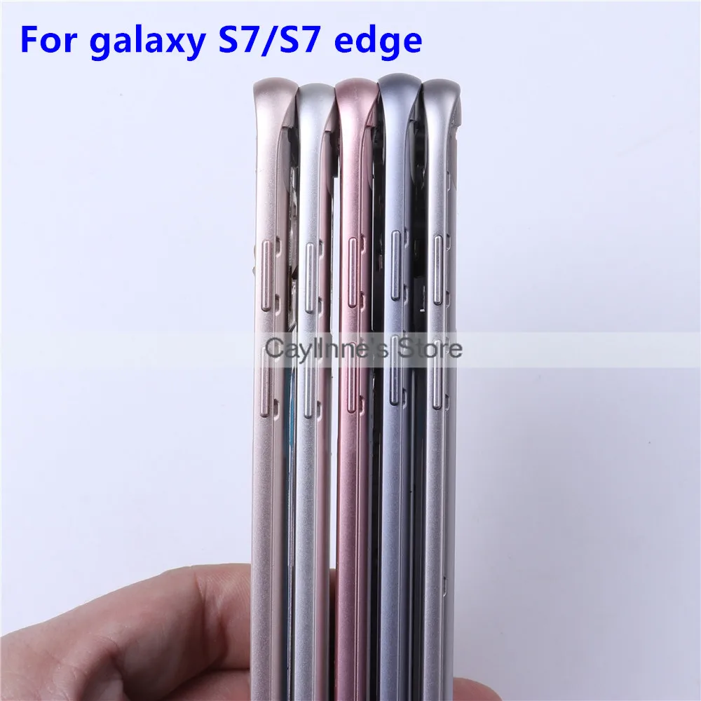 

New S7 edge G935 Middle Frame for Samsung galaxy S7 G930 Midplate Bezel Chassis Housing Side Button SIM Card Tray Replacement