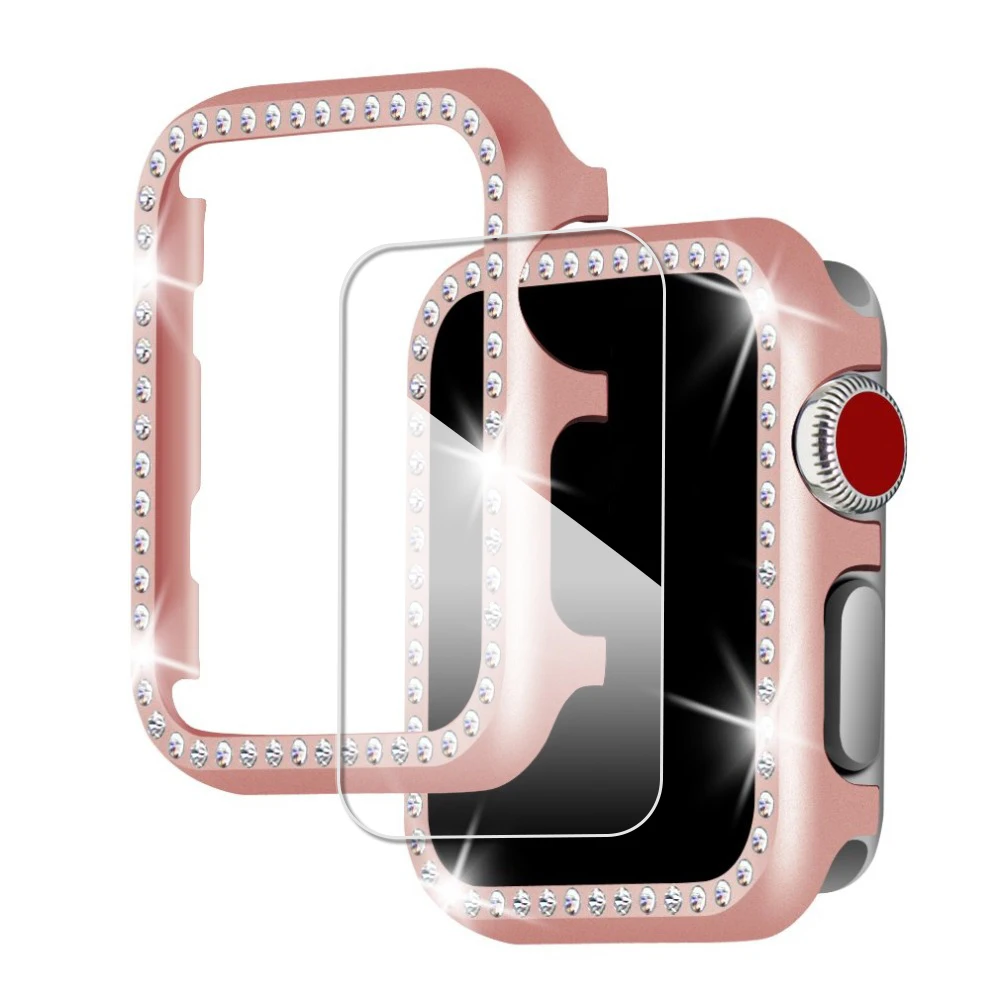 Ремешок для apple watch band 5 4 3 38 мм 44 браслет iwatch 42 40 + чехол со стразами Защитная пленка