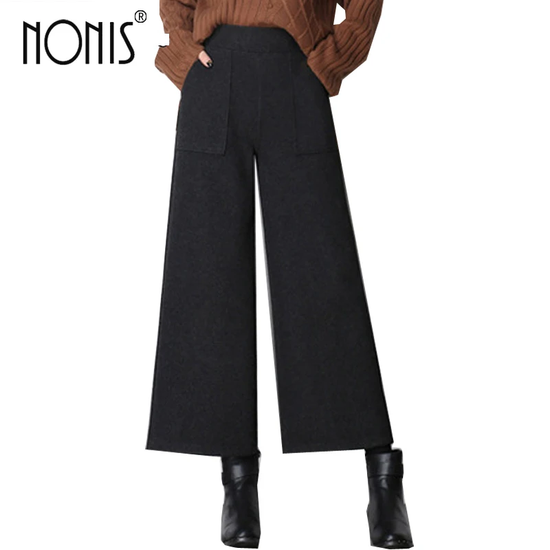 Nonis Nylon High quality women wide leg pants plus size loose trousers ...