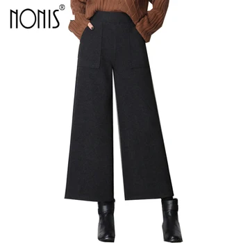

Nonis Nylon High quality women wide leg pants plus size loose trousers for ladies ankle length capri pants femme pantalon