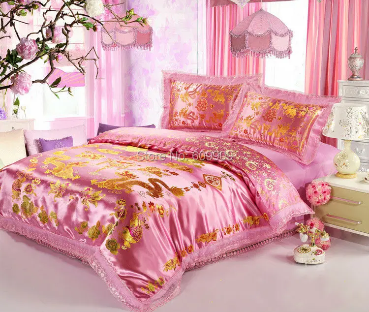 Pink Oriental Design Chinese Tranditional Wedding Bedding Asian with