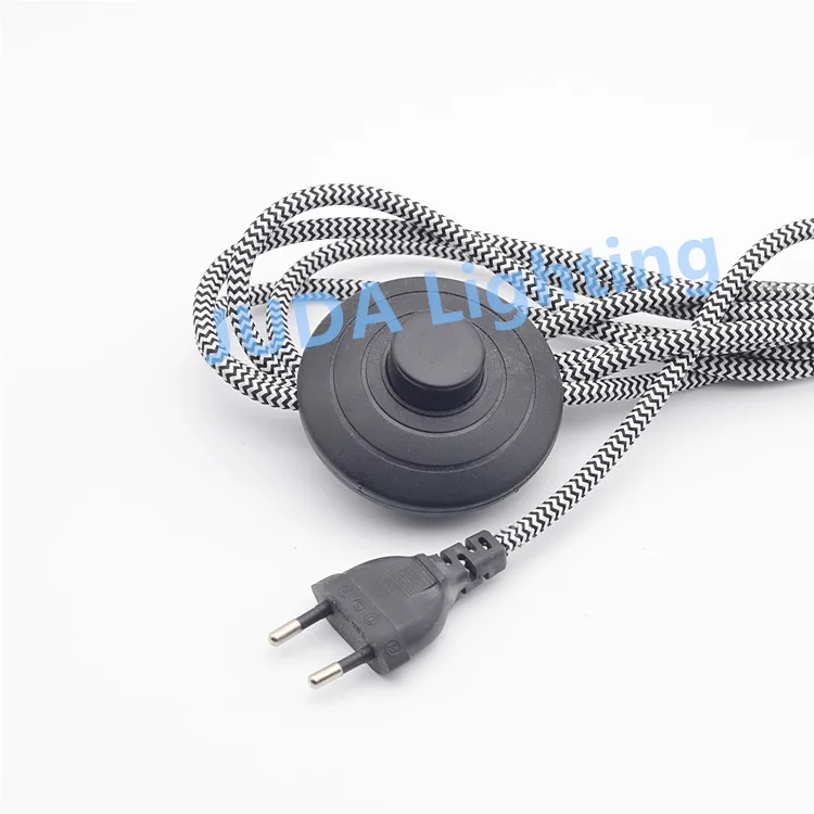 

EU 2 pin electric power lamp power cord wire with foot switch Korea round plug extension cords for led floor lamps table lamps