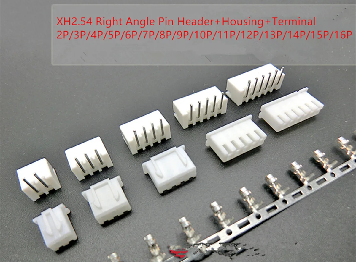 

XH2.54 2P 3P 4P 5P 6P 7P 8P 9P 10P 11P 12P 13P 14P 15P 16P Connector 2.54mm Right Angle Male Pin Header+Housing+Terminal