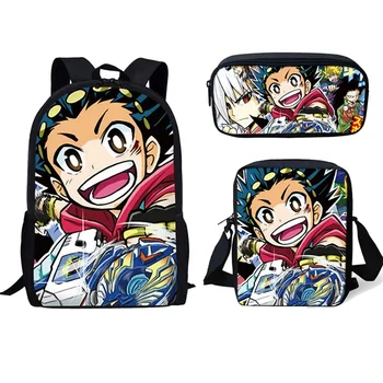 

Hot Sale Beyblade Burst Game 3Pcs Set Printed Man Large Backpack Orthopedic Schoolbags Beyblade Burst Game School Bag Gifts