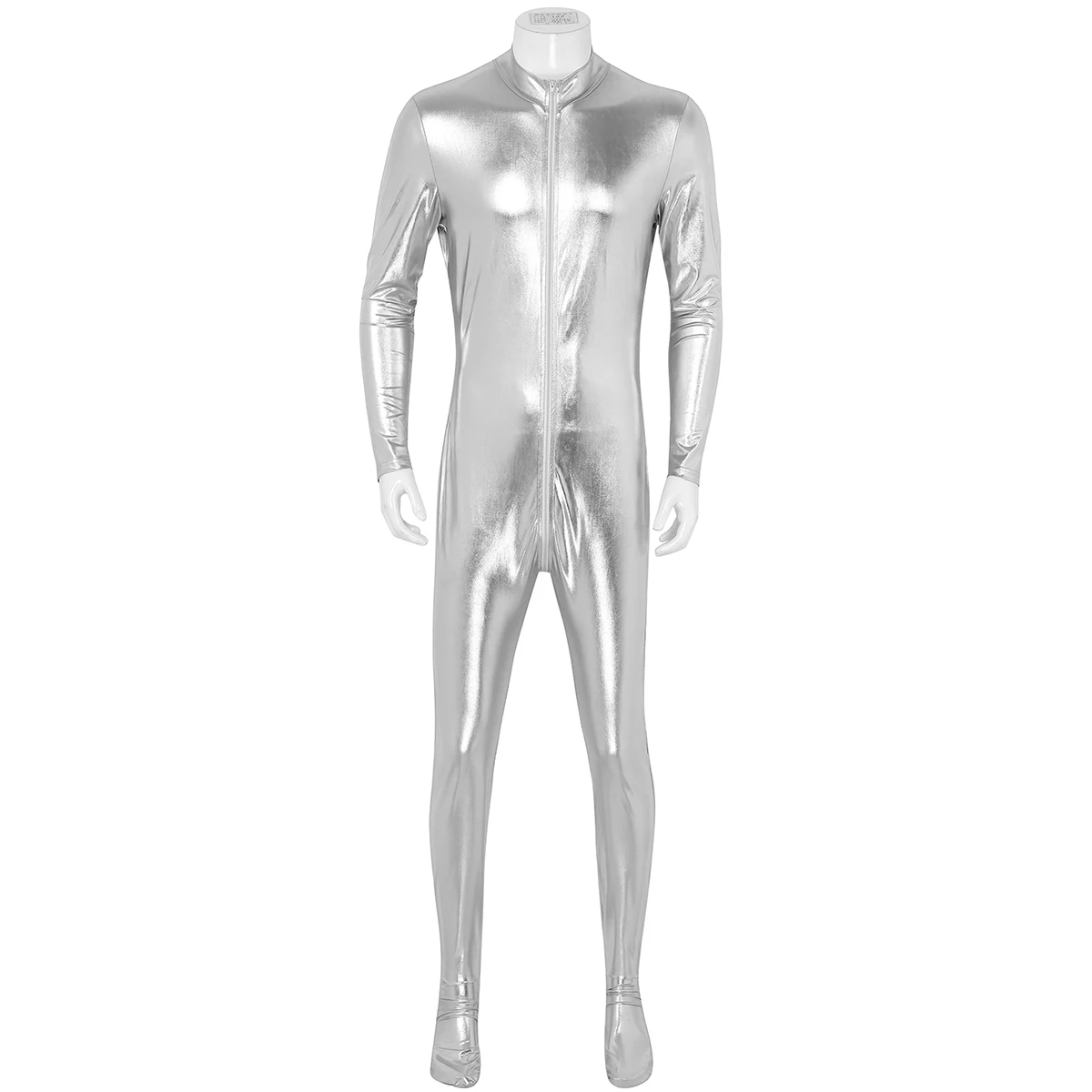 TiaoBug Men Stretchy Long Sleeves Full Body Jumpsuit Stage Performance Dance Costumes Ballet Gymnastics Leotard Unitards Overall mens dancewear