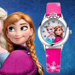 Модные детские часы с изображением Анны и Эльзы, детские часы для девочек, детские милые кварцевые часы, роскошные непромокаемые детские