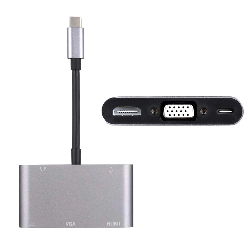 Usb C 3 1 Type к Hdmi & Vga Usb3.0 Otg Женский аудио адаптер для ноутбука|Адаптеры AC/DC| |