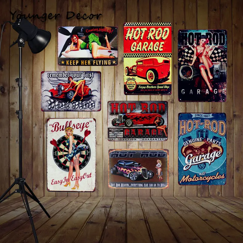 Hot Rod Garage ретро металлические вывески подлинные части все мотоциклы стены