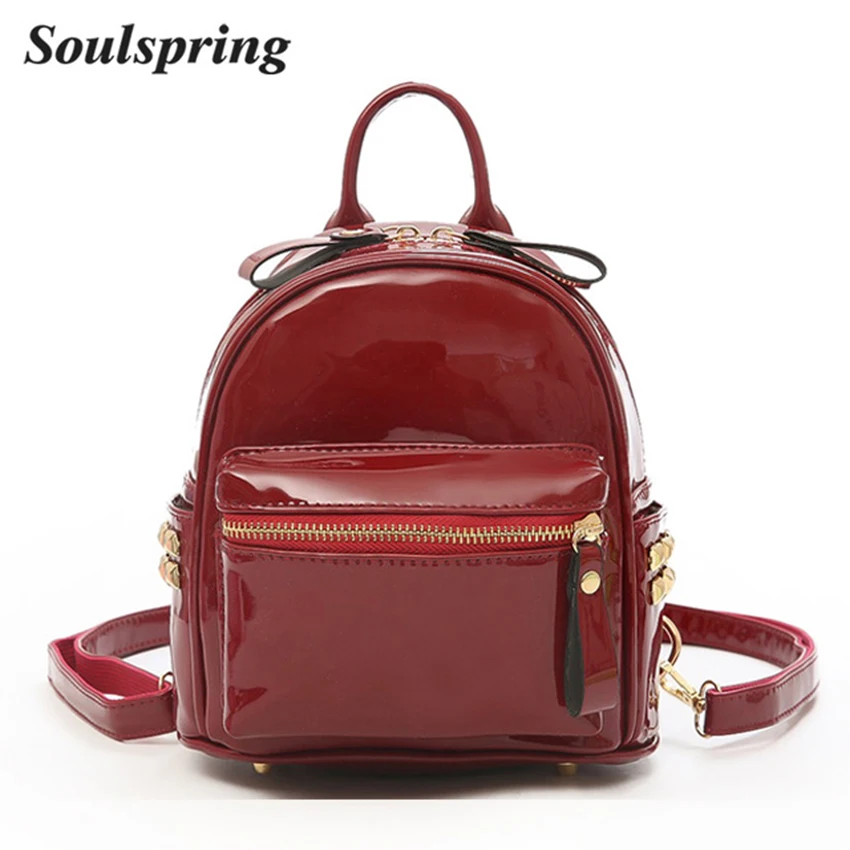 

SOULSPRING 2018 Female Fashion Girls Bags Black Backpack Vogue Black Backpacks Mini Fashion Women Backpack For Girls Backpacks