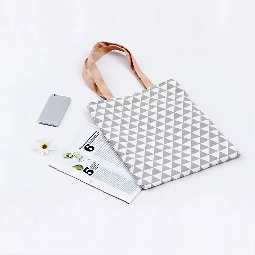 KANDRA Geometric Canvas Tote Bag Japanese Shoulder Tote Bags Reusable Linen Grocery Lifestyle Women Shopping Bag 2019
