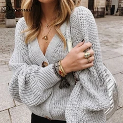 Simenual Casual Fashion Knitted Cardigans Sweater Women Solid Basic Autumn Winter Jumpers 2021 Long Sleeve Button V Neck Sweater Simenual Casual Fashion Knitted Cardigans Sweater Women Solid Basic Autumn Winter Jumpers 2021 Long Sleeve Button V Neck Sweater
