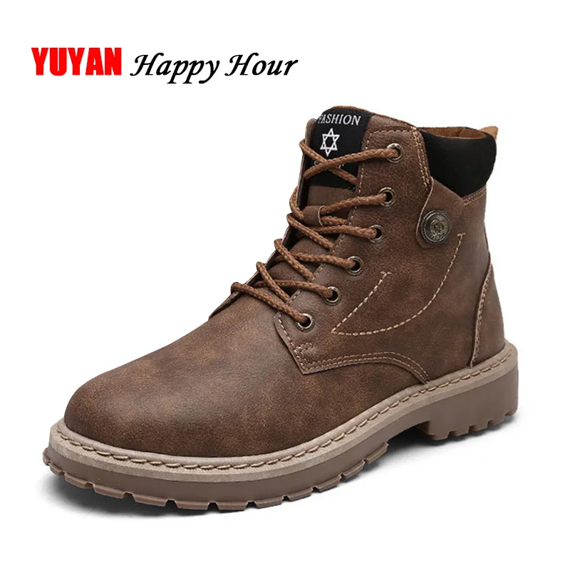 

Winter Boots Men Fashion Winter Shoes Hard Outsole Non-slip Men's Boots Male Brand Ankle Botas A237