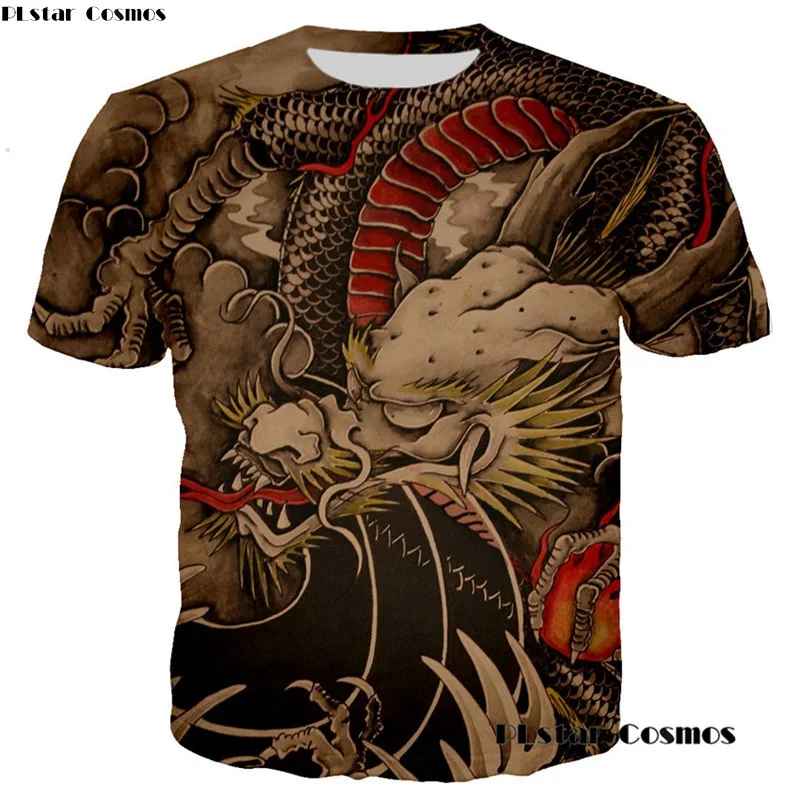 

PLstar Cosmos New Fashion Women/Men 3d t-shirt Vivid Dragon Print T shirt Short Sleeve Causal T shirts Dragon Paint T-shirt Tops