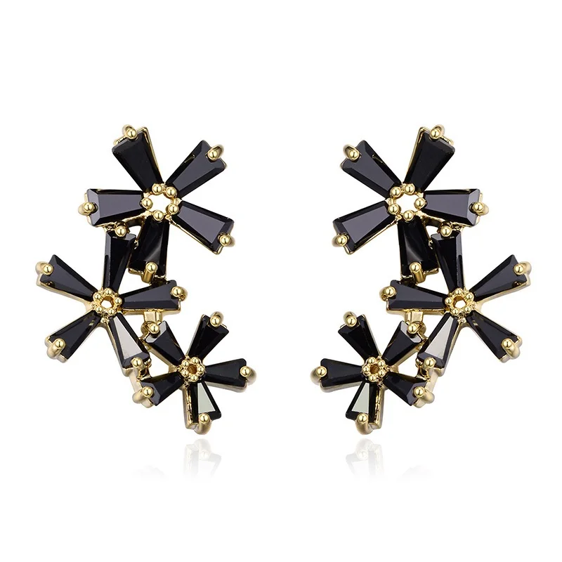 Модные женские серьги-гвоздики из черного циркона ААА, вечерние серьги-гвоздики, ювелирные изделия из 925 пробы серебра