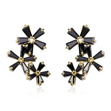 Модные женские серьги-гвоздики из черного циркона ААА, вечерние серьги-гвоздики, ювелирные изделия из 925 пробы серебра