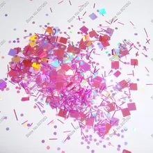 50 грамм x Смешанные Лазерные цвета(блестящие полоски+ шестигранник+ квадрат) блестки Spangles форма для DIY украшения ногтей и блестки для ногтей