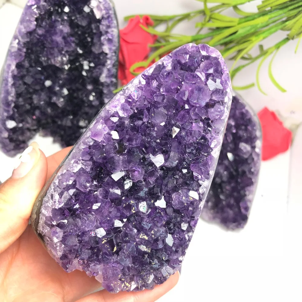 

Free Shipping Natural Amethyst clusters Amethyst hole ornaments wholesale cornucopia Amethyst Stone