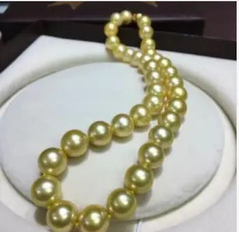 

Charming 10-11 mm natural round gold Pearl Necklace 18" 36"