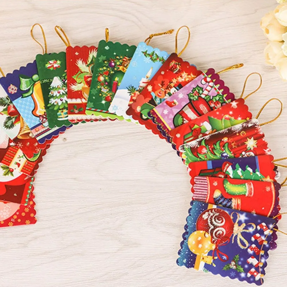 

10Pcs paper Creative Greeting Card Christmas Tree Ornaments Kids Little Gifts Christmas Party Decorations color sent randomly