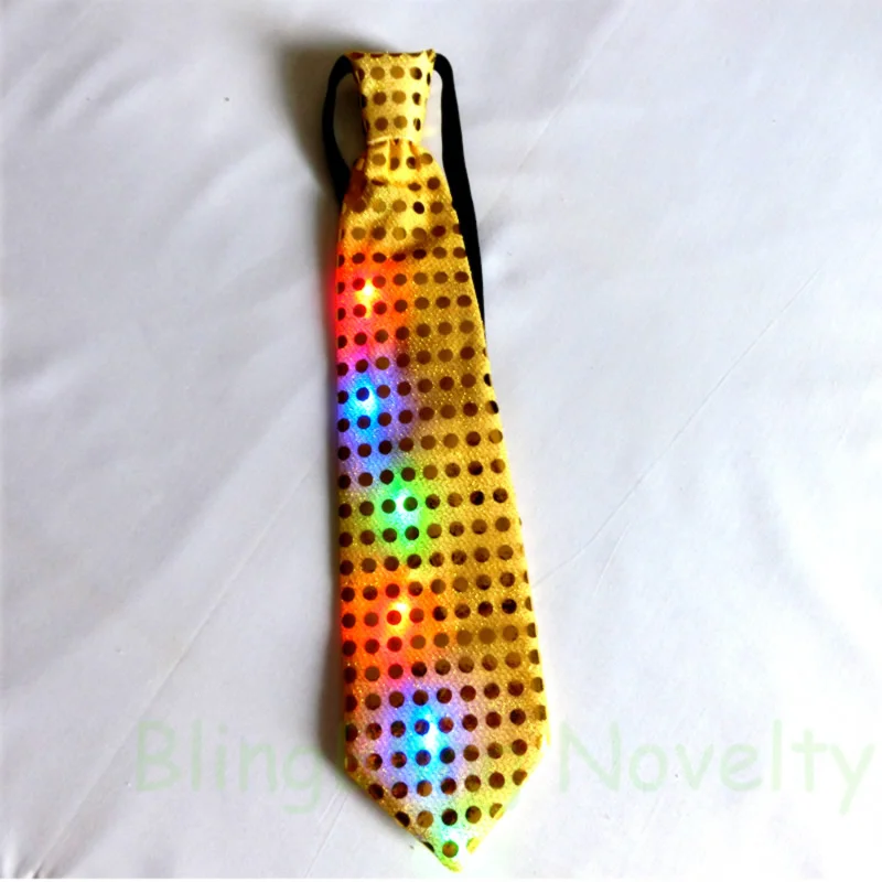 10 шт. вечерние пользу светодиодный галстук-бабочка разноцветные блестки мигает галстук светится в темноте для вечерние ночных клубов - Цвет: Цвет: желтый