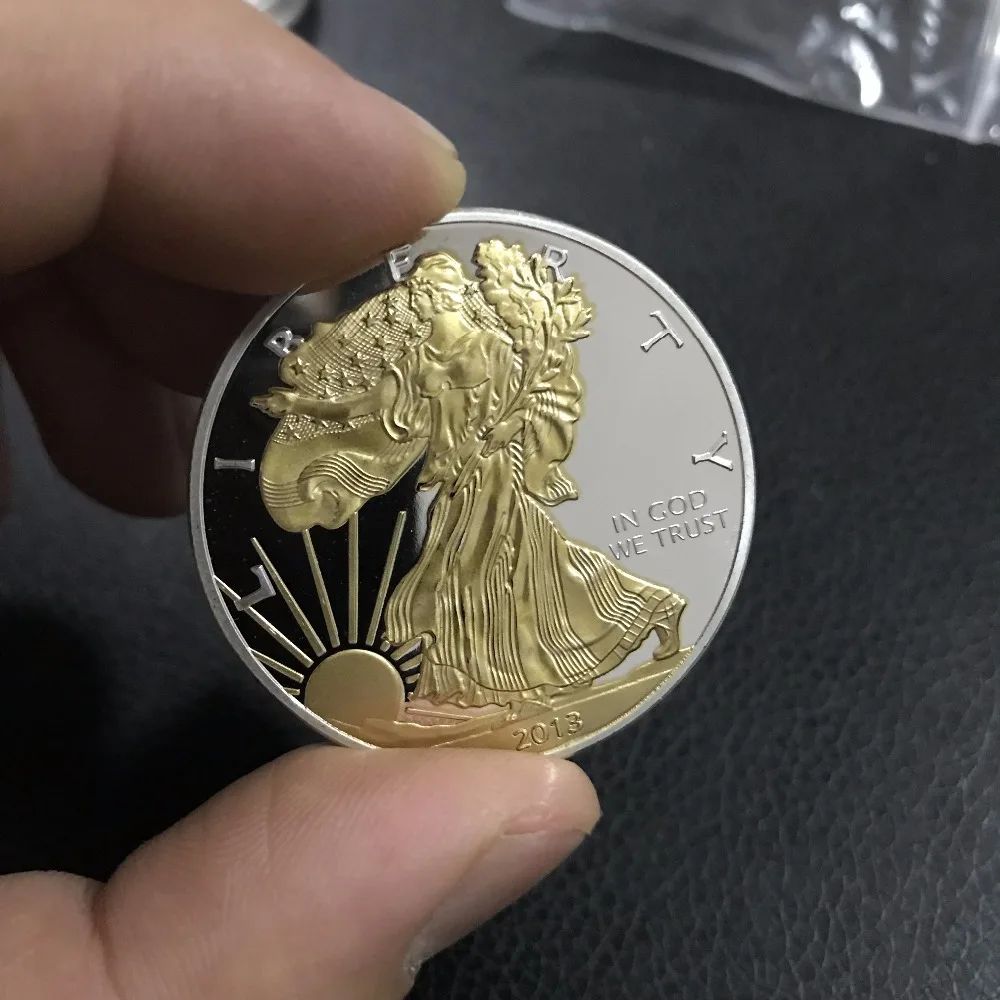 

free shipping 5pcs/lot,High quality replica,2013 American Eagle Coin,Brass Plated Silver , Plated 24K Gold