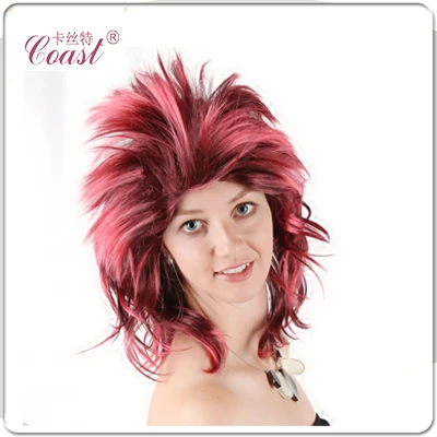 20 "(150g) rood Zwart Mix Color80s Dames Glam Punk Kinky Tina Turner Kapsel Synthetisch Haar Pruiken Party Pruik QY 9120|synthetic hair wigs|wigs for wigs - AliExpress