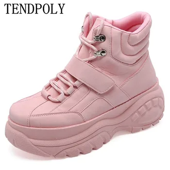 

New women's boots autumn winter thick-soled sneakers women shoes to keep warm Booties Increase height Classic white women shoes