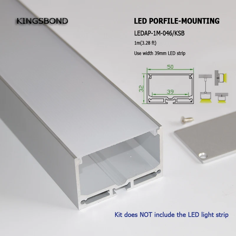 Buy 10pcs/lot big size recessed aluminum led profile without flange as pendent