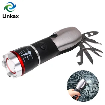 

Multi-function LED Flashlight Zoomable Tactical LED Flashlight Lamp Torch With Survival Tool Set for Outdoor Camping Hiking