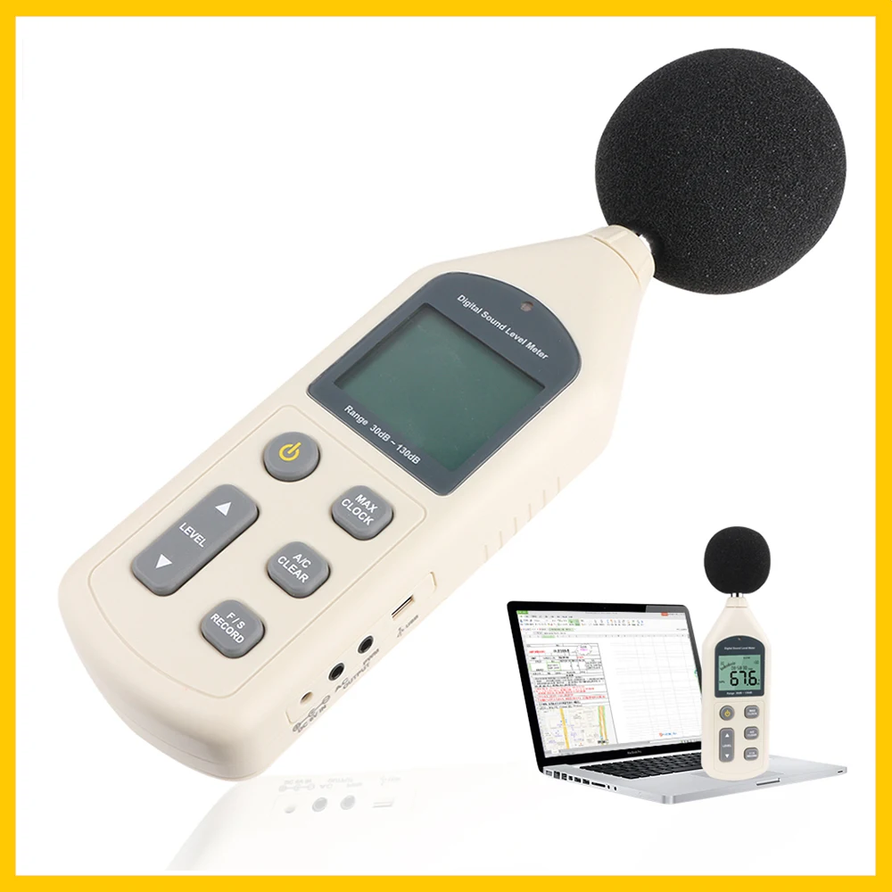 RZ New Digital Sound Level Meter Meters Noise Tester GM1356 30-130dB LCD A/C FAST/SLOW dB screen USB + Software 2