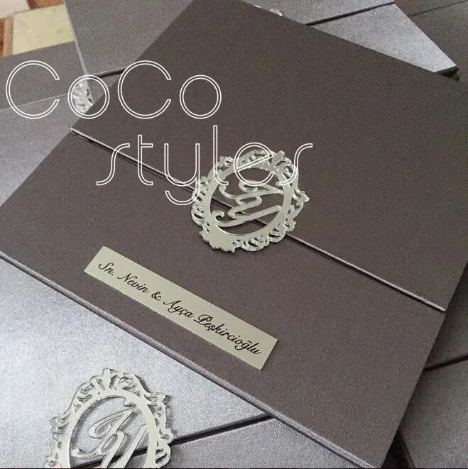  Cocostyles paper hard cover wedding invitation card with acrylic decoration handmade customized - 32864581793