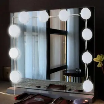 

LED 12V Makeup Mirror Light Bulb Hollywood Vanity Lights Stepless Dimmable Wall Lamp 10 Bulbs Kit for Dressing Table