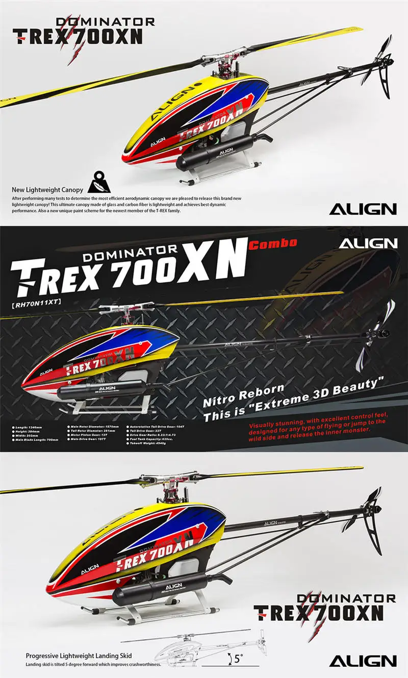 Выровняйте T-REX 700XN вертолет Доминатор супер комбо
