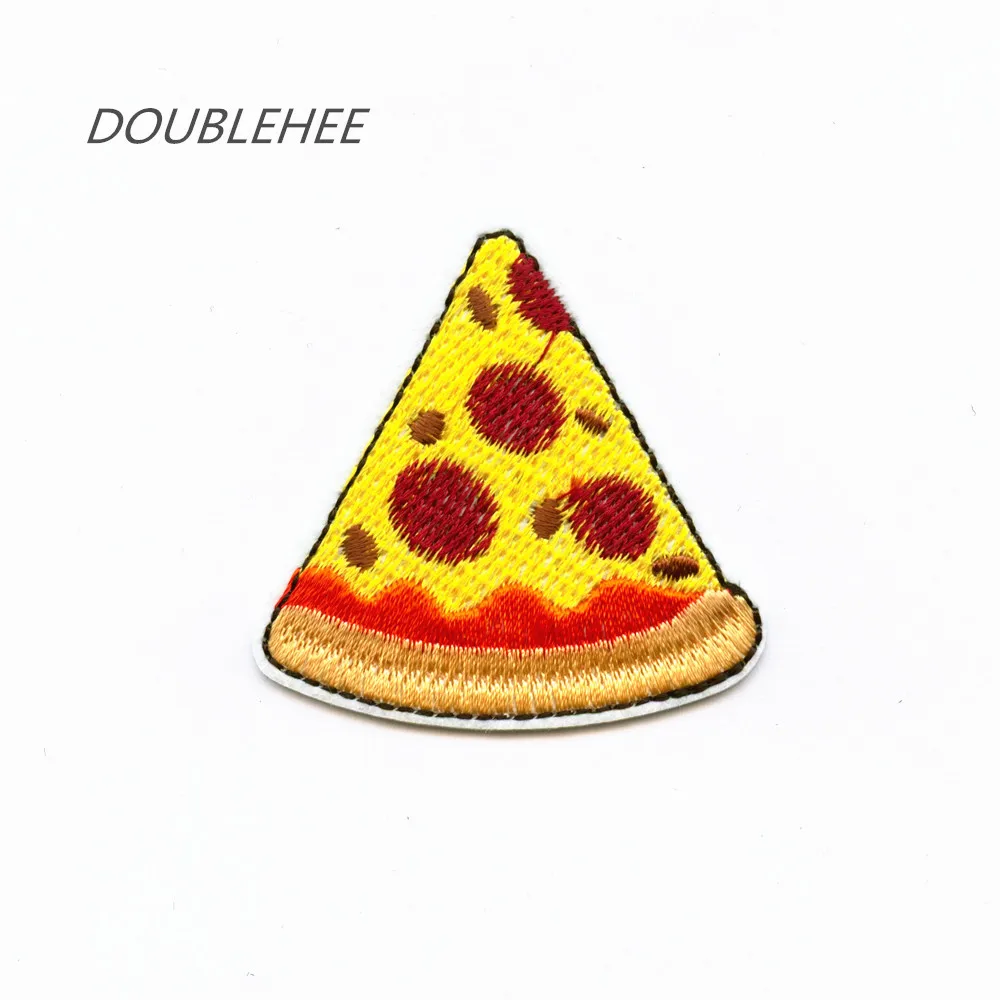 

DOUBLEHEE 5.2cm*5.1cm Embroidered Iron On Patches Delicate Delicious Pizza Design Beauty Embroidered Badges diy accessories