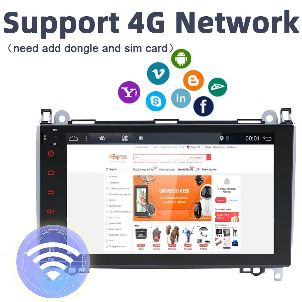 Flash Deal Android 9.0 2din Auto radio Car DVD multimedia for Mercedes Benz B200 A B Class W169 W245 Viano Vito W639 Sprinter W906 WIFI GPS 3