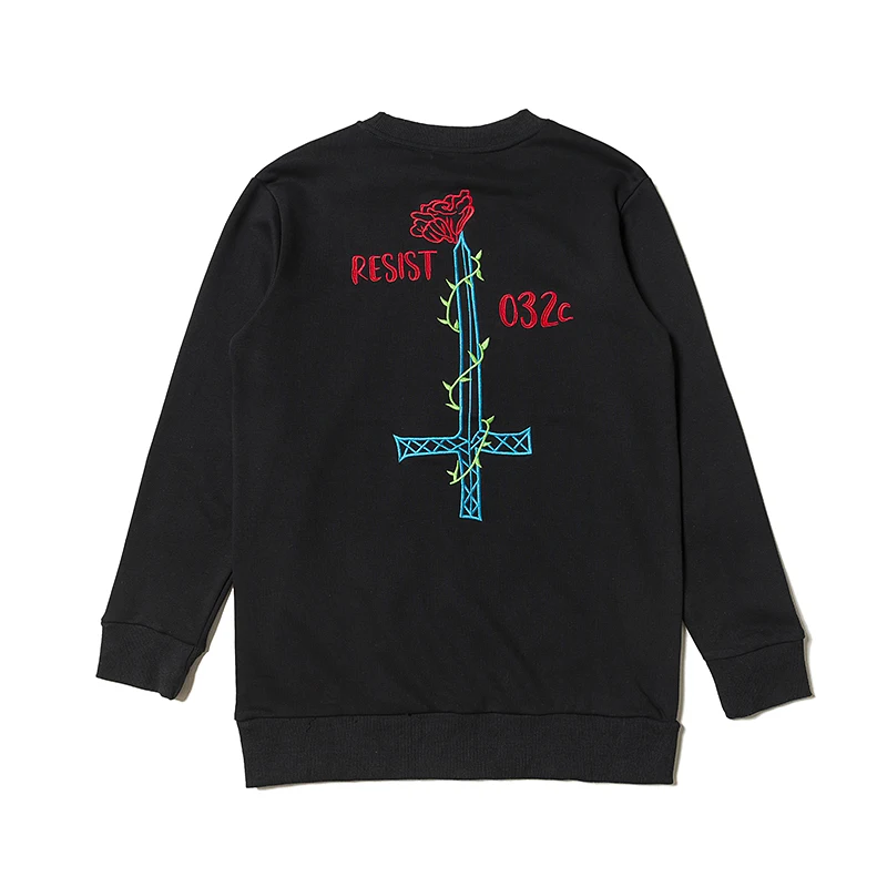 

Tide brand 032C sword rose embroidery embroidery shirt 2019 autumn warm 032C male female round neck sweatshirt