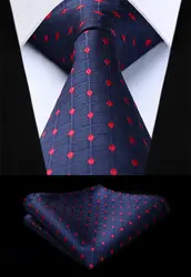 Tc716v8s красный плед Темно-синие Проверьте 3.4 "Шелковый Галстук свадьбу платок Набор Тканые Классический Для мужчин галстук