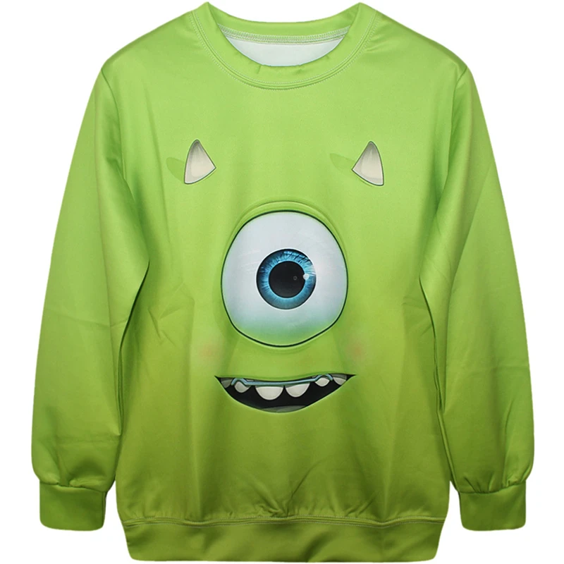 

Harajuku 3D Print Monsters Michael Wazowski Sweatshirts Fashion Lady Cartoon Mike Big Eye Green Hoodies Street Tops Pullover