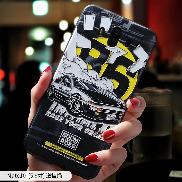 

Initial D ,Moon Astronaut ,Smoking warning embossed Relief case For Huawei mate 10 pro mate10pro ,mate 9 pro mate9pro case cover