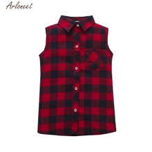 TELOTUNY детская одежда из хлопка для маленьких девочек юбка для маленьких мальчиков и девочек, одежда без рукавов для мальчиков, клетчатая блузка рубашка футболки, комплекты одежды Y120830