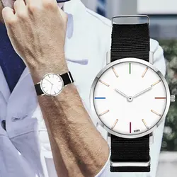 Модные и повседневные нейлоновые мужские часы с большим циферблатом, цифровые серебряные мужские наручные часы, минималистичные часы