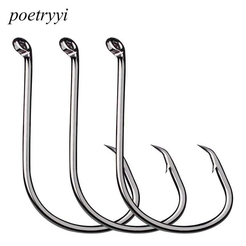 

POETRYYI Fishhook 100PCS/Lot High Qulity Fishing Hook black Jig Big Hook Treble Hooks 1/0# 2/0# 3/0# 4/0# 5/0# 6/0# 7/0# 8/0#