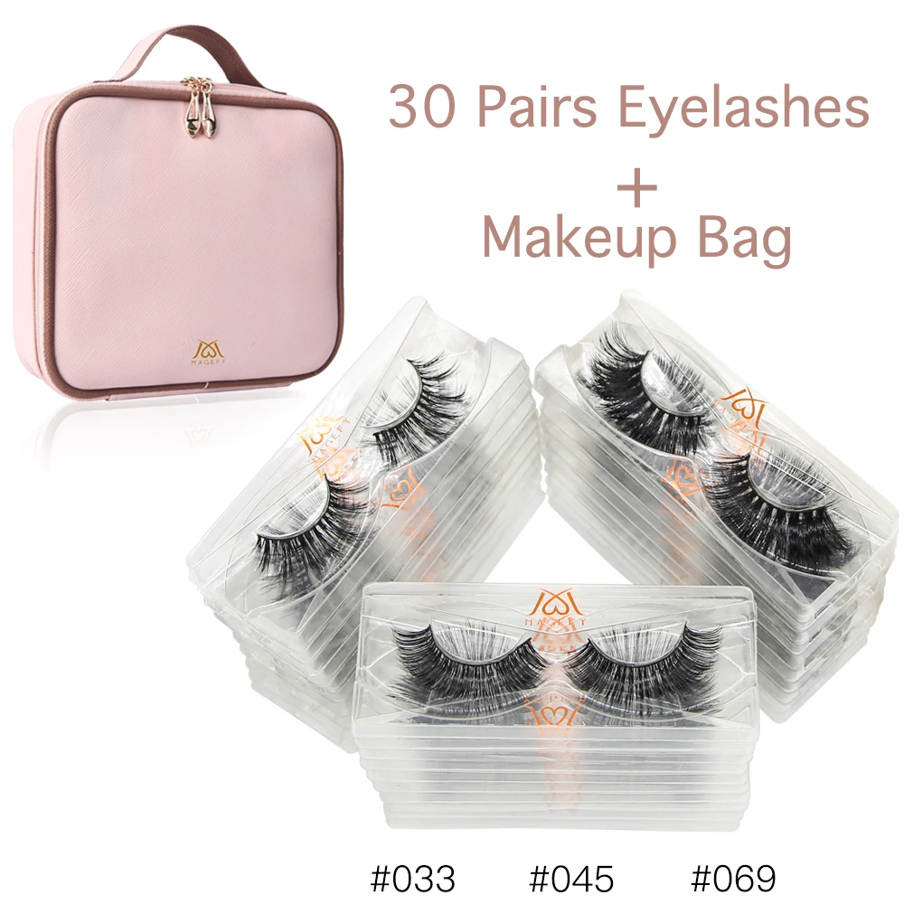 

30 pairs/pack 3D Mink Lashes With Makeup Bag Hand Made Lashes Mink False Eyelashes Reusable Long Eyelash Makeup eyelashes cilios