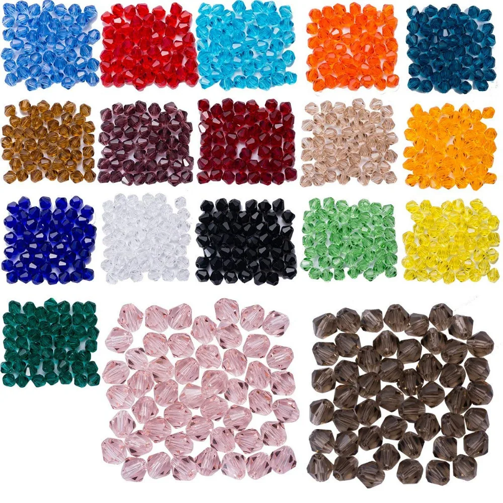 

BEAUCHAMP 4mm Crystal Beads Bicone Bead For Jewelry Making Necklace Tassel Earrings Bracelet Bow Knot Findings Assorted Color