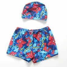 Детские плавки с человеком-пауком+ Кепка, детские плавки с рисунком, плавки, шорты для маленьких мальчиков и девочек, детский купальный костюм, красный цвет