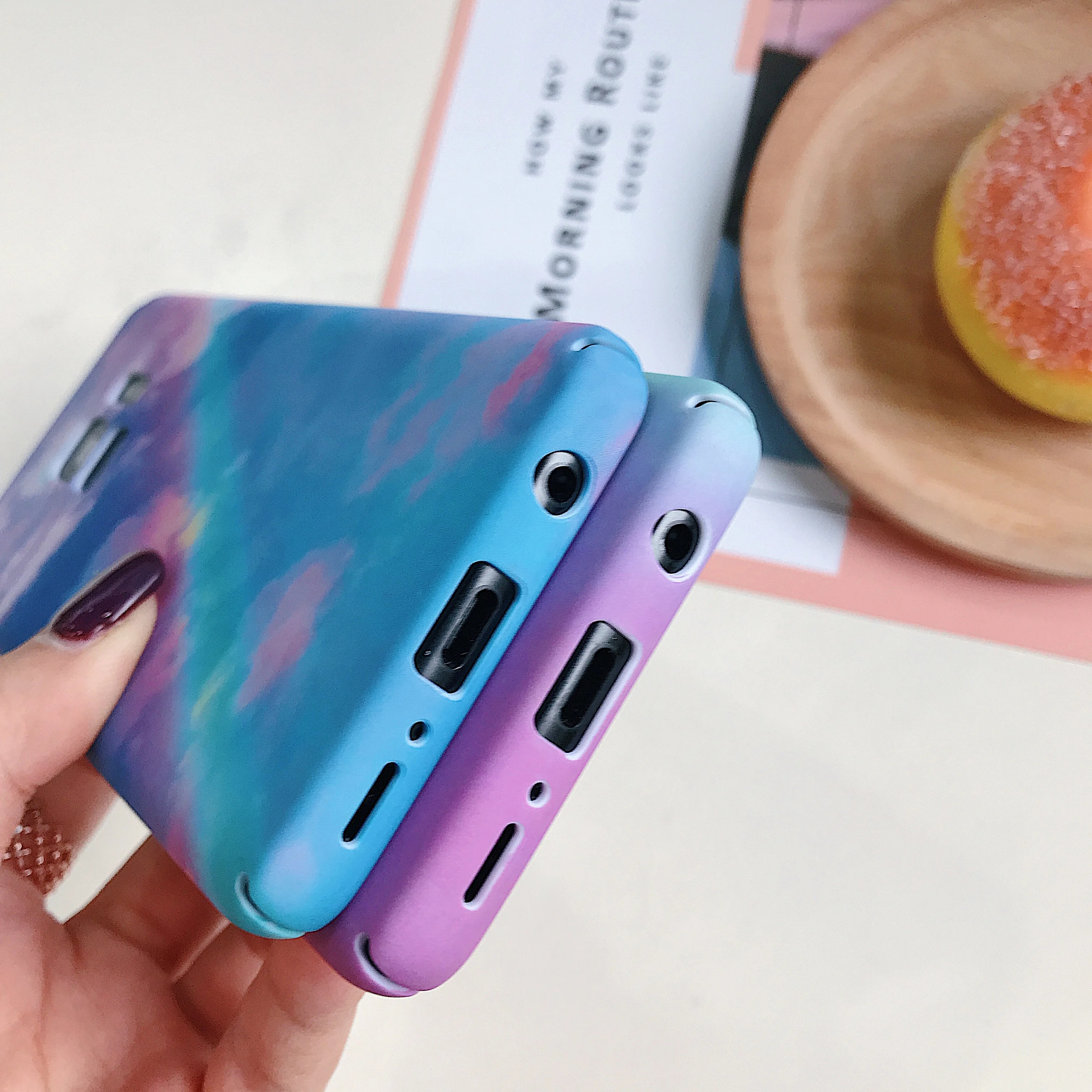 Цветастые ПК Радуга чехол для samsung S7 Edge S8 S9 Plus Ultra Slim Жесткий PC полное покрытие